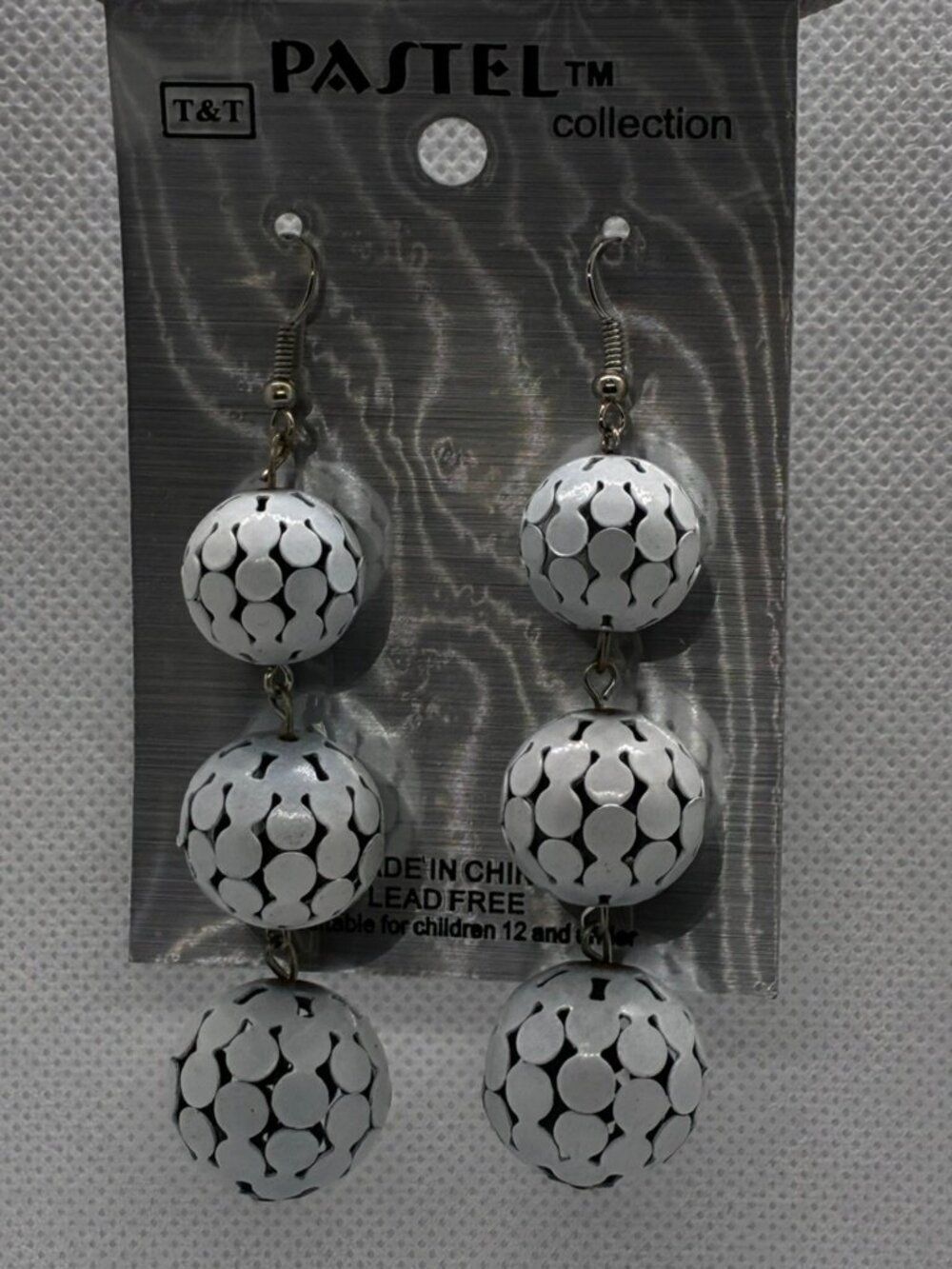 3For$20 Pastel Collection White  Triple Openwork Ball Drop Earrings